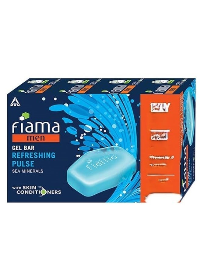 فياما مجموعة فياما جل بار الاحتفالية، 5 قطع صابون 125 غرام، وجل منعش للرجال برائحة النبض، مع معادن بحرية، ومرطبات للبشرة - 4 قطع 125 غرام - Image 4